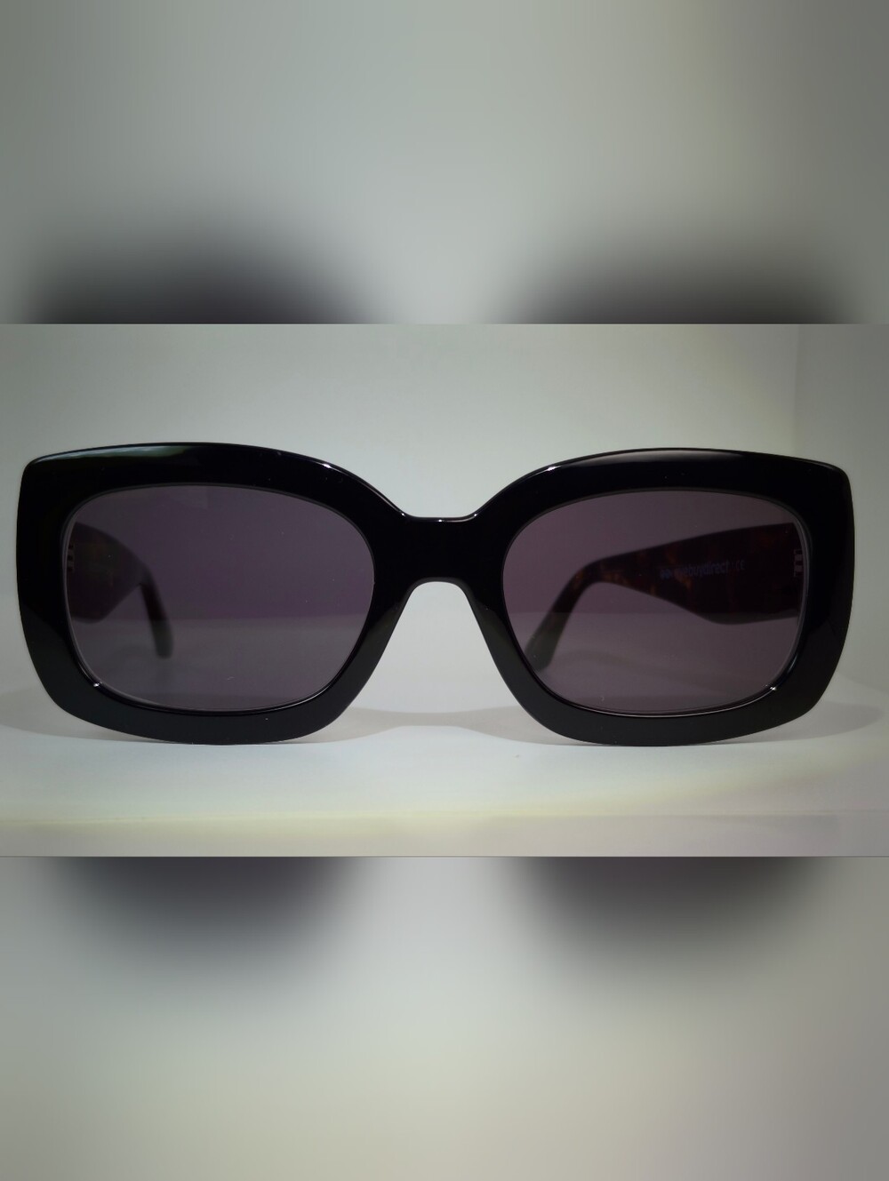 Courteney. Classic Black Oversized Square Sunglasses - Women Eyewear. 1940s